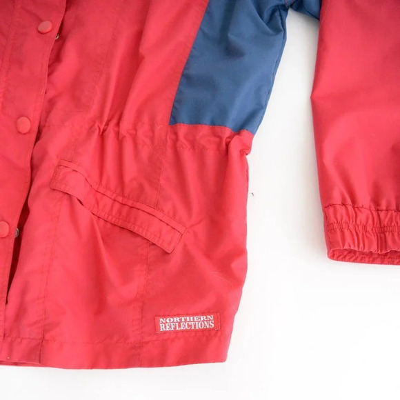 Vintage Cottage Essentials Northern  Reflections Red Navy Windbreaker Jacket L - Picture 5 of 13